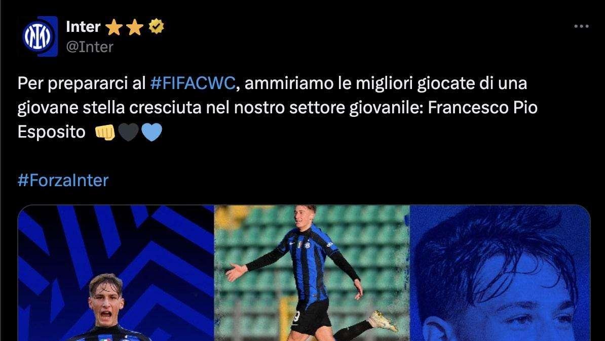 L'Inter coccola Pio Esposito: "Una giovane stella cresciuta da noi". E i tifosi chiedono di tenerlo a Milano 