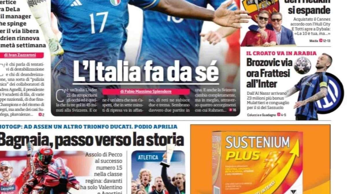 Prima CdS - Brozovic via, ora Frattesi all'Inter. Il croato va in Arabia
