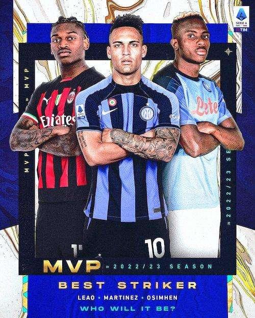 Premio 'best striker' Serie A 2022-23, Lautaro Martinez sfida Osimhen e Leao 
