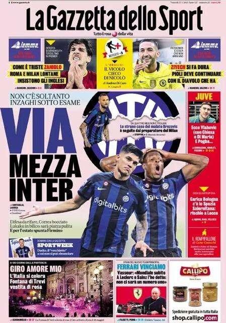 Prima GdS - Via mezza Inter: non c'è soltanto Inzaghi sotto esame