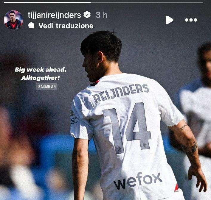 Reijnders suona la carica in vista del derby: "Inizia una grande settimana. Tutti insieme"