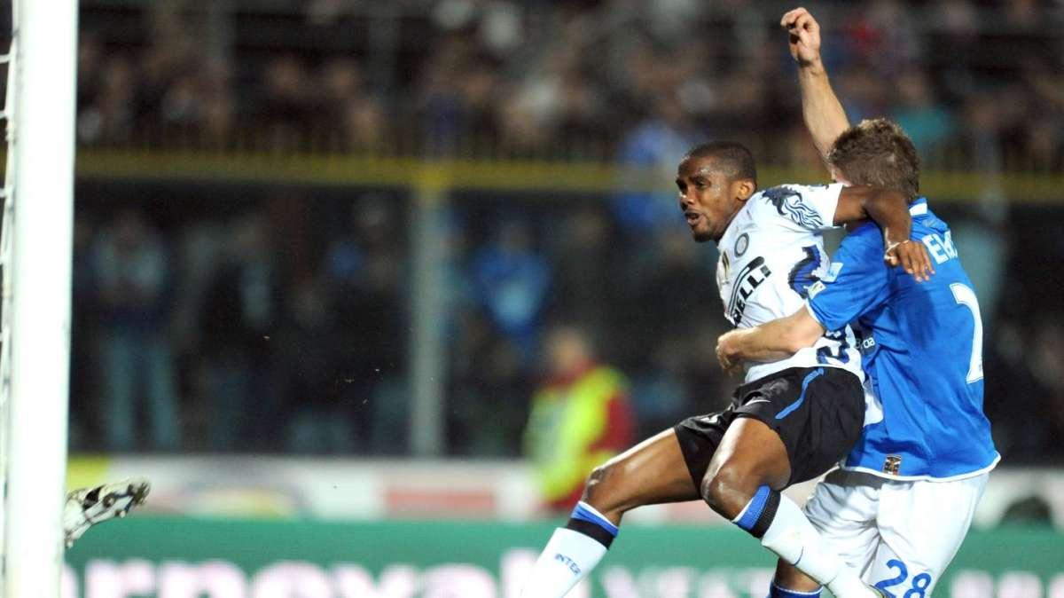 Il gol del vantaggio nerazzurro di Brescia firmato da Eto'o