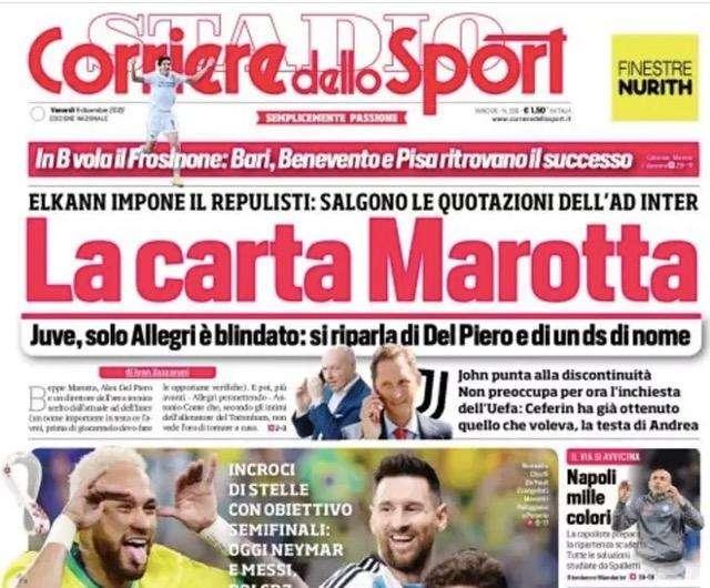 Prima CdS - La carta Marotta. Elkann impone il repulisti: salgono le quotazioni dell'ad Inter