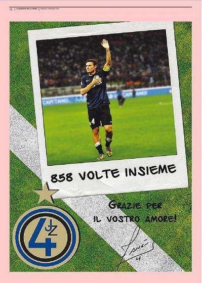 FOTO - Zanetti ringrazia i tifosi sulla Gazzetta