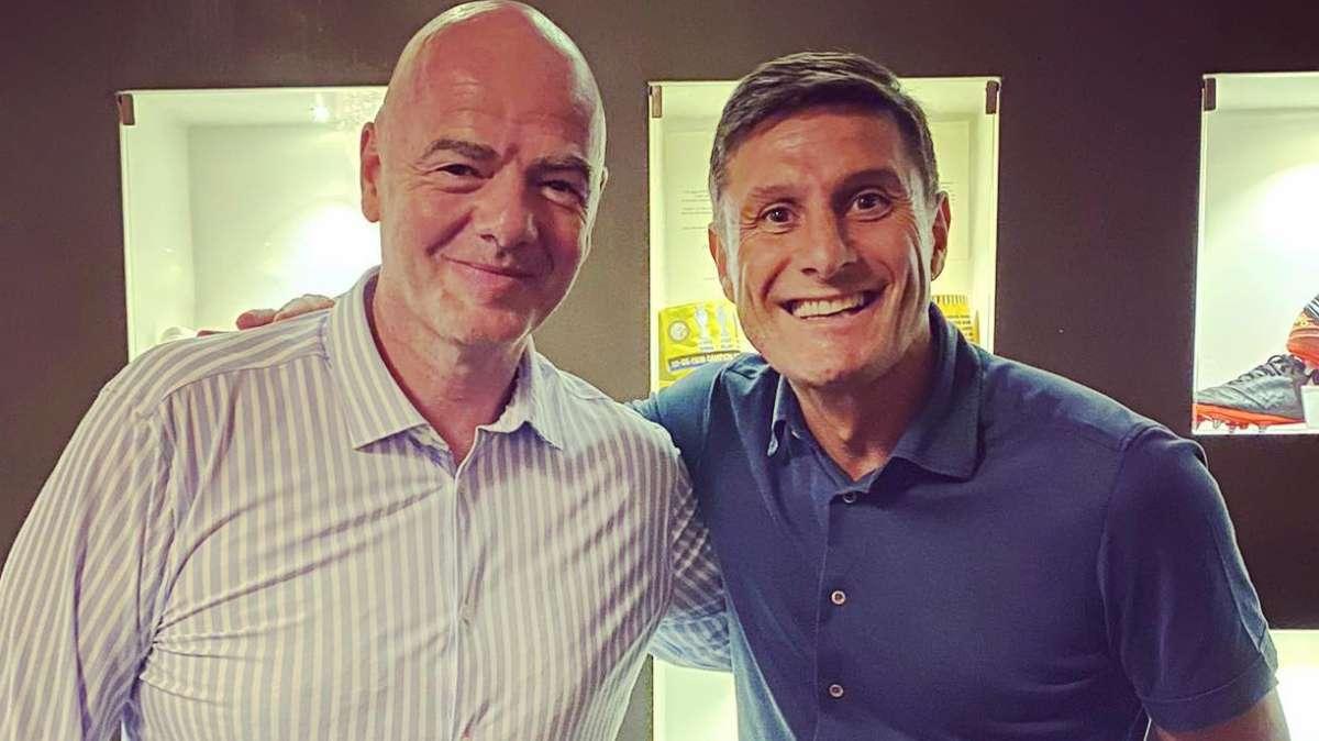 FOTO - Zanetti, incontro speciale al Botinero: "Un piacere stare insieme e in famiglia con il presidente Infantino"