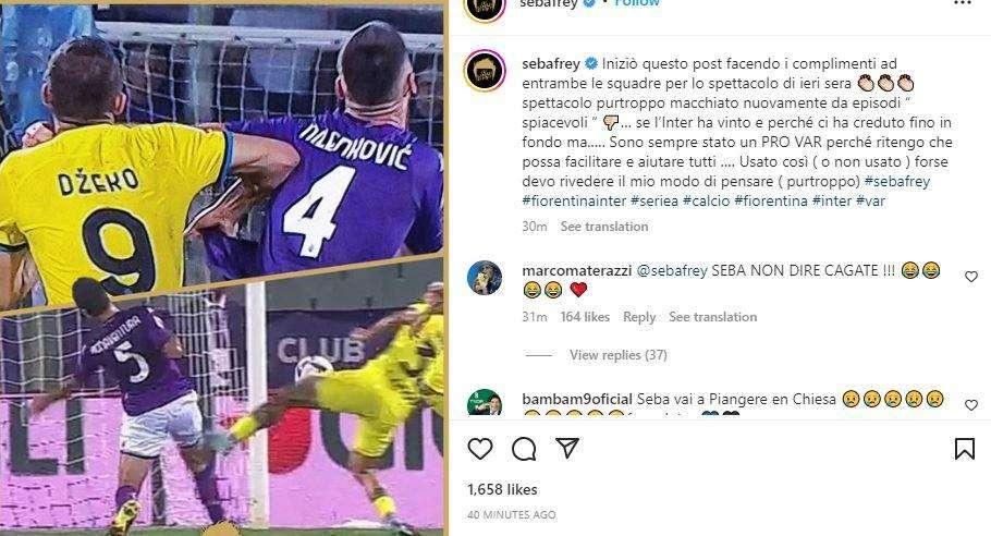 Frey attacca il VAR, gli rispondono Materazzi e Zamorano: "Non dire cagate", "Vai a piangere in chiesa"