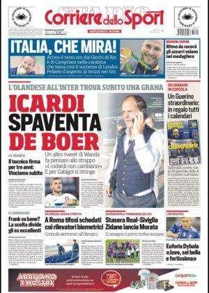 Prima pagina CdS - Icardi spaventa De Boer. Un tweet di Wanda fa pensare allo strappo. Si stringe per Gabigol