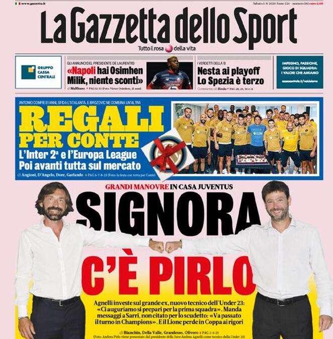 Prima pagina GdS - Regali per Conte