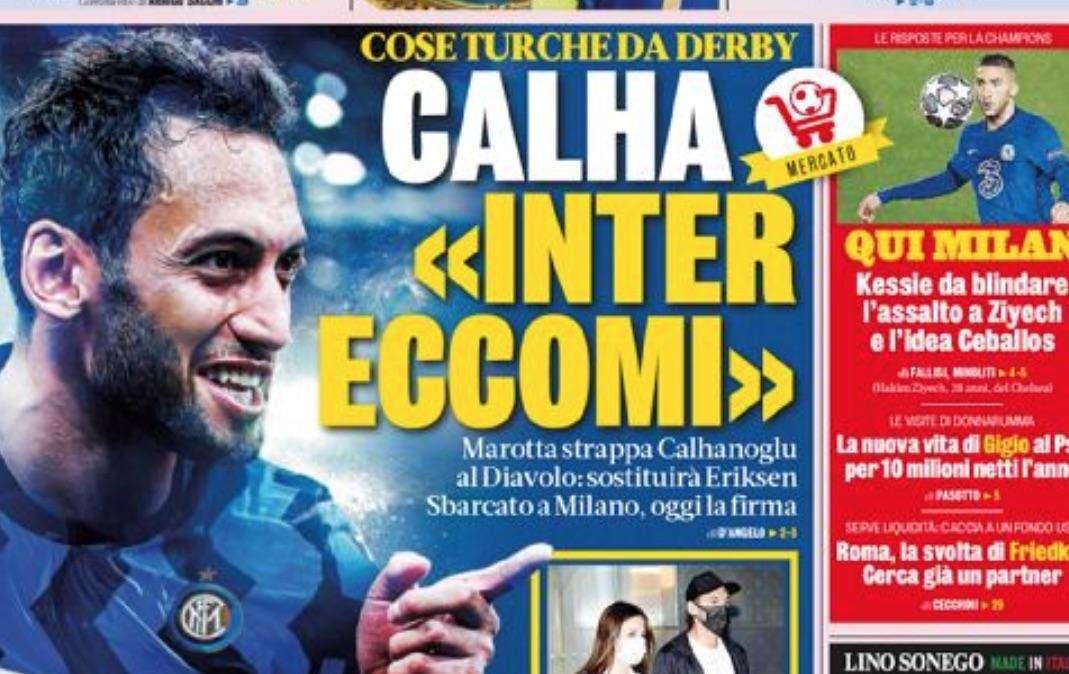 Prima GdS - Calha: 'Inter, eccomi'. Marotta strappa Calhanoglu al Diavolo: sostituirà Eriksen