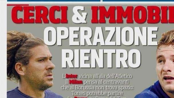 Prime pagine - Cerci vicino. San Siro casa Inter: anche l'ippodromo! Ranieri pronto per il Parma, ciao Cassano