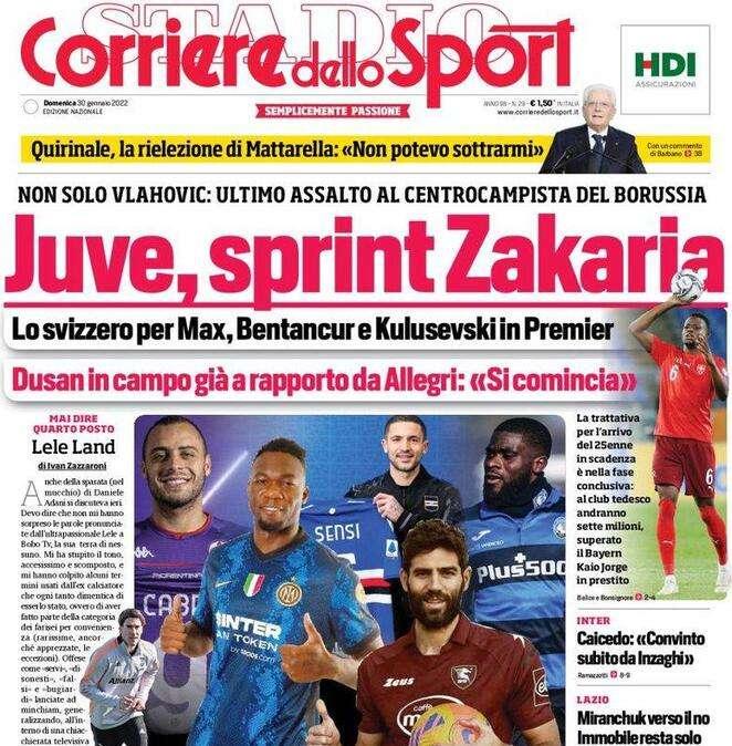 Prima pagina CdS - Caicedo: "Convinto da Inzaghi". Sensi, da Mancio la spinta