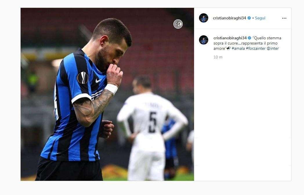Biraghi, dedica nerazzurra: "Quello stemma sopra il cuore..."