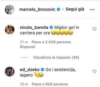 Autogol Brozovic, pronti gli sfottò dei compagni: Dzeko e Barella lo pungono