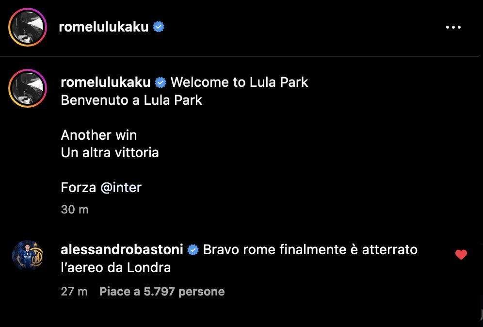 Lukaku esulta: "Welcome to Lula Park". Bastoni gli risponde: "Finalmente è atterrato l'aereo da Londra"