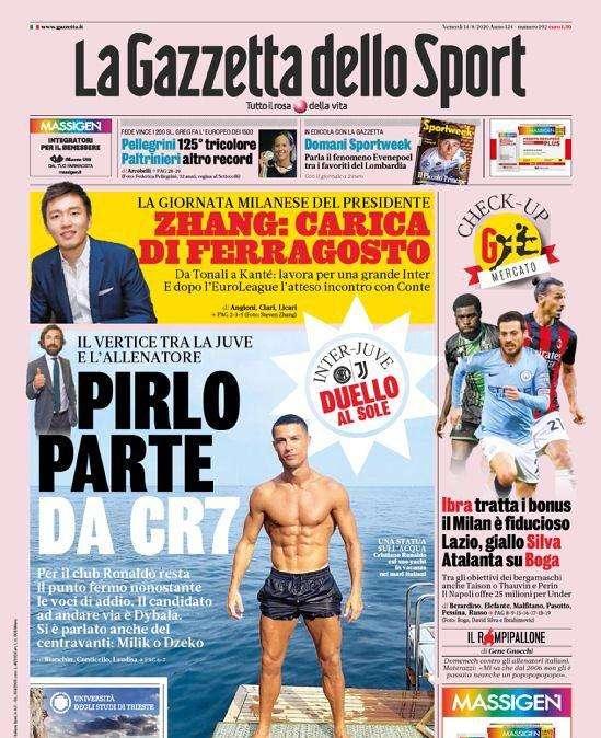 Prima pagina GdS - Zhang, la carica di Ferragosto. Al lavoro per una grande Inter