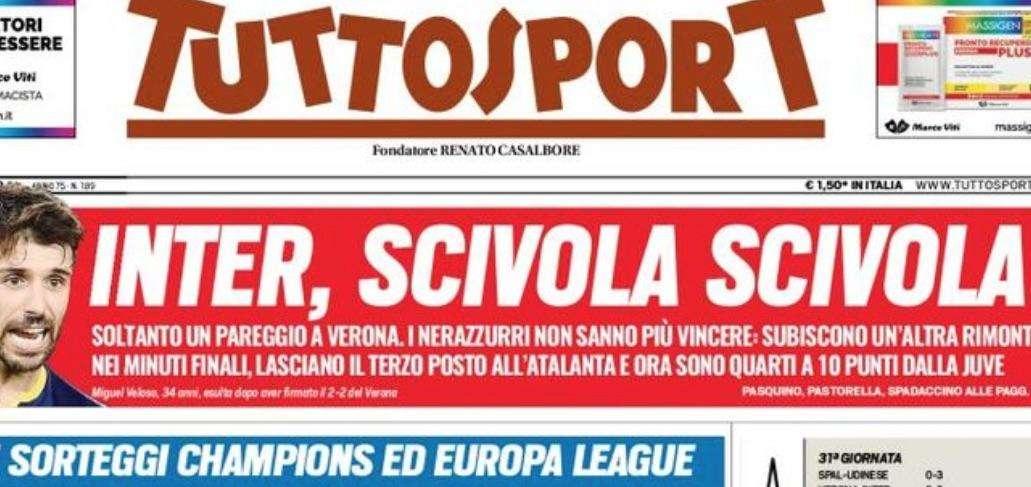 Prima TS - Inter, scivola scivola: i nerazzurri non sanno più vincere 