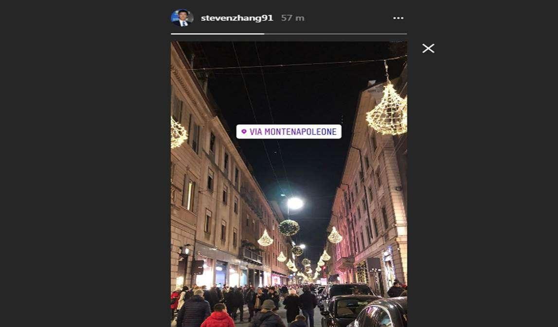 Steven Zhang, aria di Natale in Via Montenapoleone