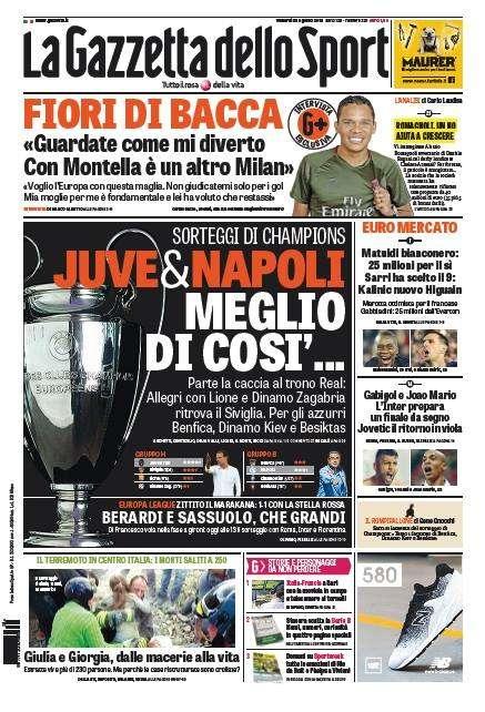 Prima pagina GdS - Joao Mario e Gabigol, finale da sogno