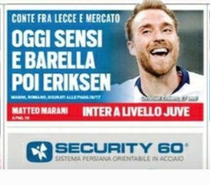 Prima pagina TS - Oggi Sensi e Barella, poi Eriksen