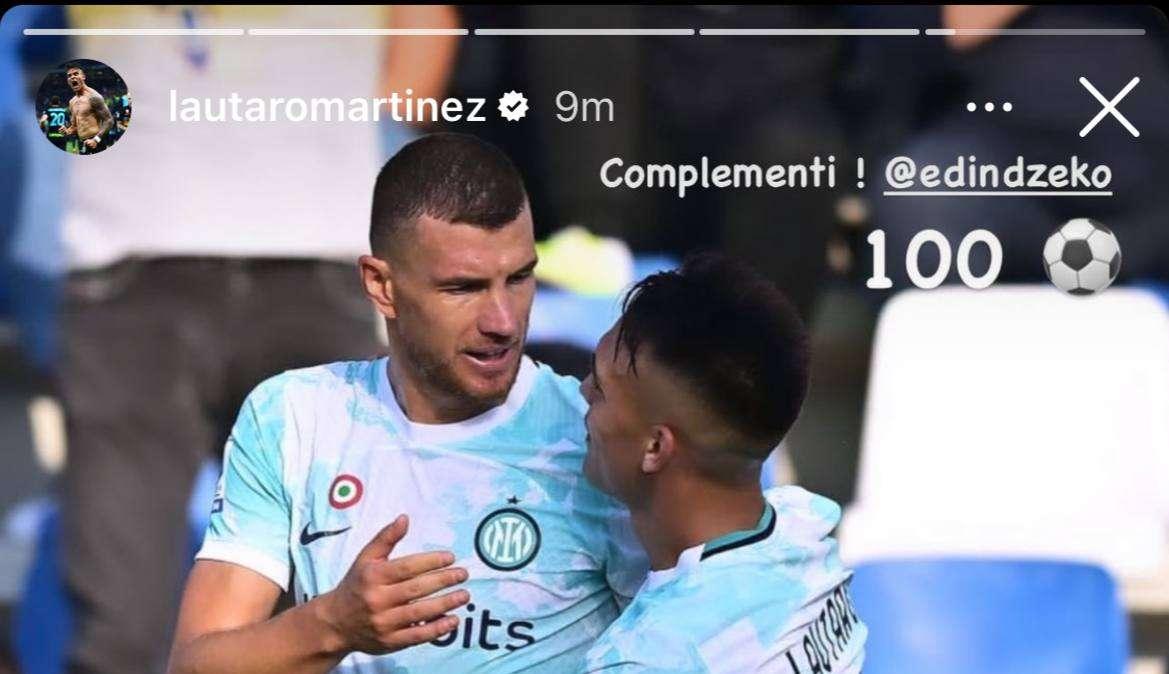 Dzeko e i 100 gol in Serie A: Lautaro si complimenta sui social