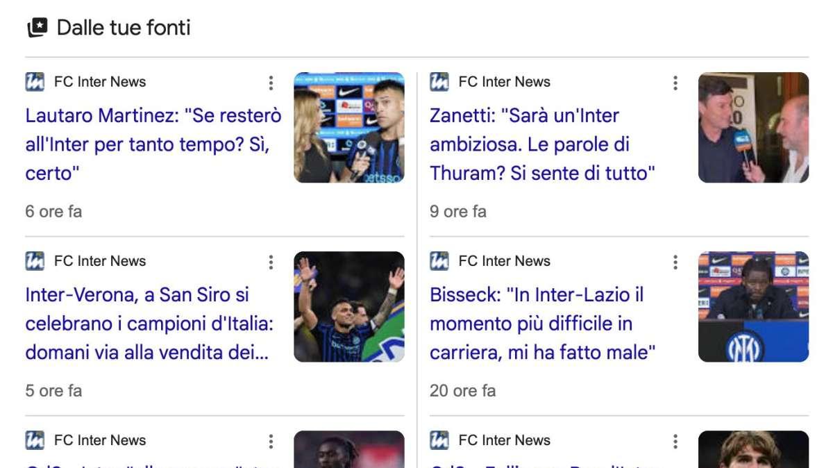 Arriva in Italia "Fonti preferite" di Google: aggiungi subito FcInterNews