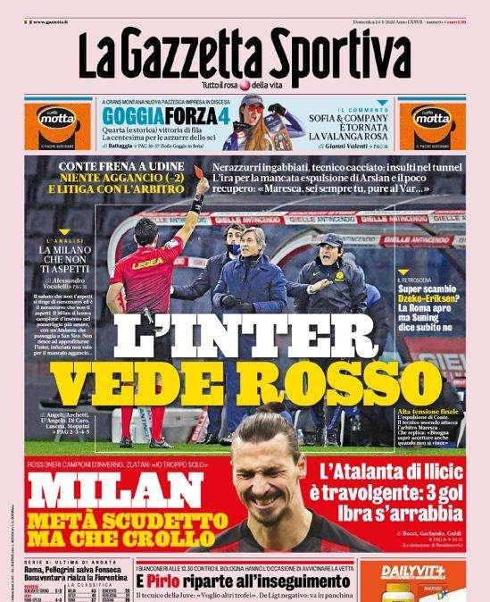 Prima pagina GdS - L'Inter vede rosso. Scambio Dzeko-Eriksen, Suning dice no
