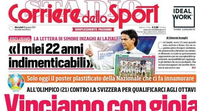 Prima pagina CdS - La lettera di Simone Inzaghi