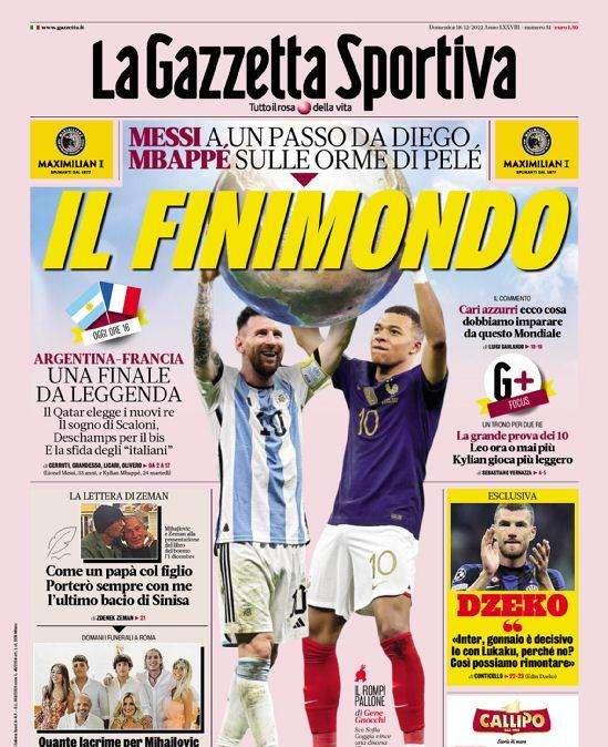 Prima pagina GdS - Dzeko: "Inter, gennaio è decisivo. Io con Lukaku, perché no"