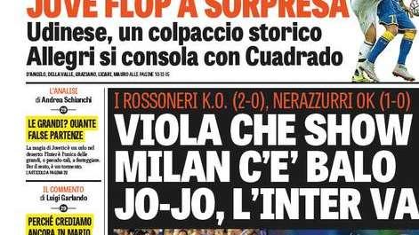 Prime Pagine - L'Inter insieme alla Viola va. Festa nerazzurra grazie a JoJo. Tonfo rossonero