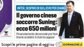 Prima TS - Il governo cinese soccorre Suning: ecco 650 milioni. Sospiro di sollievo per Zhang