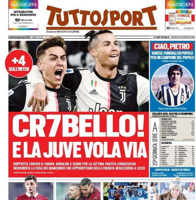 Prima TS - CR7bello, la Juve vola via: +4 sull'Inter