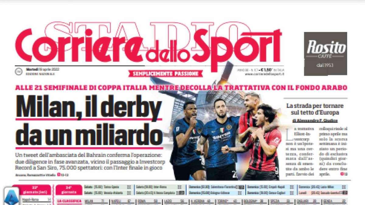 Prima CdS - Lo sgambetto di Mou. Milan, il derby da un miliardo
