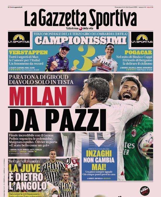 Prima pagina GdS - Inzaghi non cambia mai. Un gioco sempre uguale