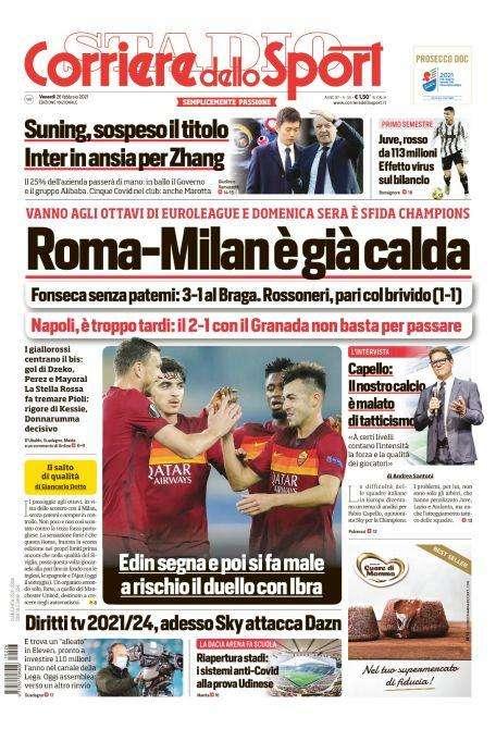 Prima CdS - Suning, sospeso il titolo: Inter in ansia per Zhang