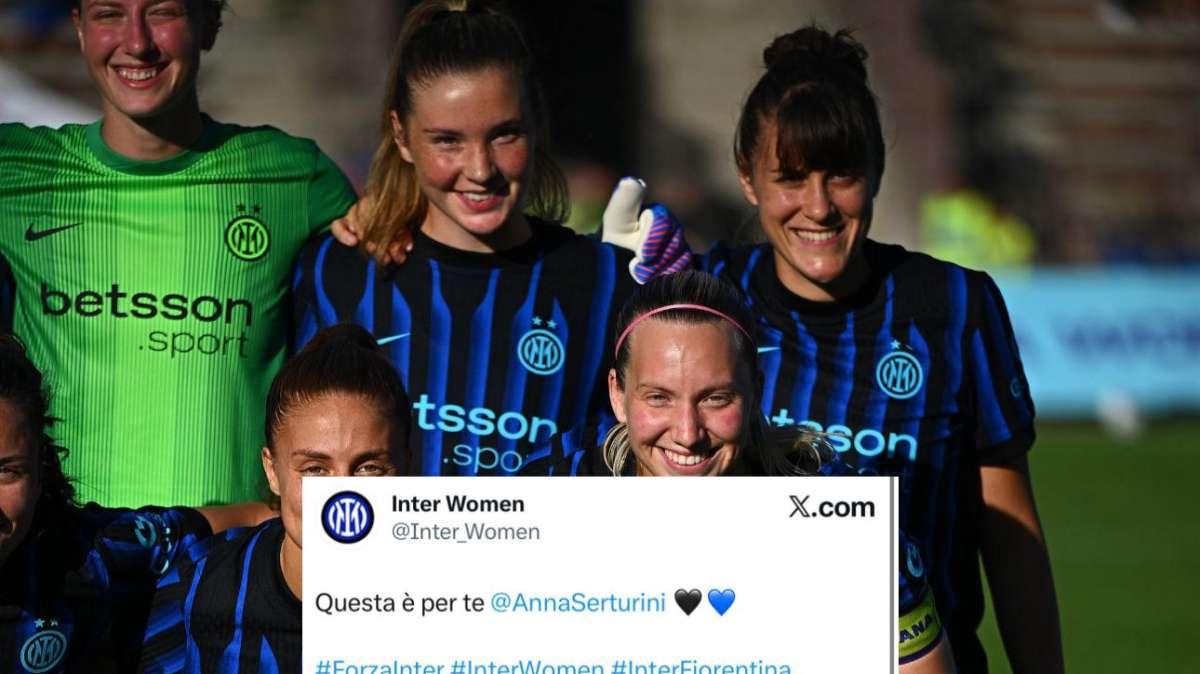 Inter Women, Santi and co sventolano la maglia di Serturini. La dedica portafortuna delle ragazze di Piovani