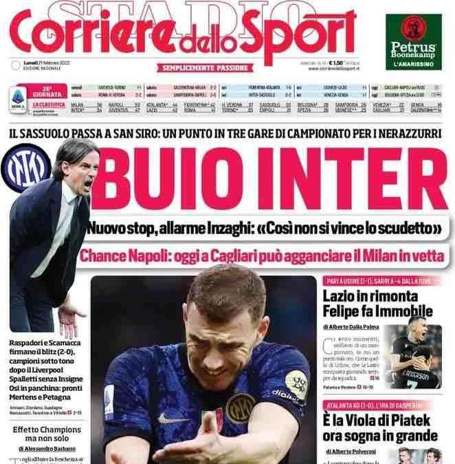 Prima CdS - Buio Inter. Il Sassuolo passa a San Siro