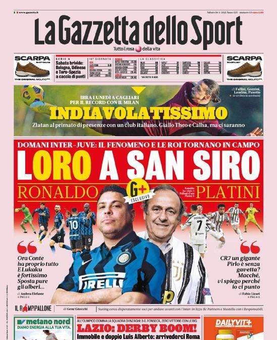 Prima pagina GdS - Ronaldo-Platini, loro a San Siro. Il Fenomeno: "Lukaku è fortissimo"