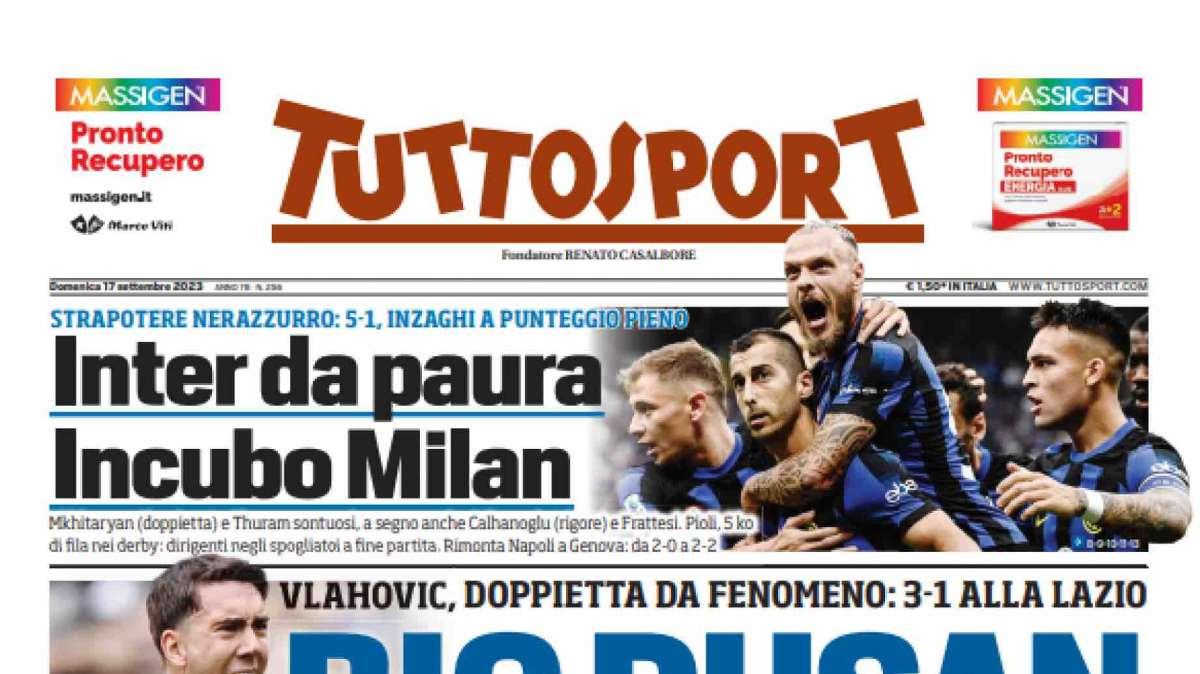 Prima TS - Inter da paura, incubo Milan. Strapotere nerazzurro: 5-1, Inzaghi a punteggio pieno