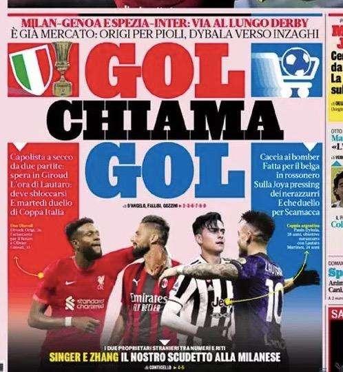 Prima GdS - Gol chiama gol: via al lungo derby tra Inter e Milan. Dybala verso Inzaghi, duello per Scamacca 