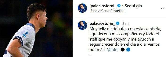 Gioia incontenibile per Palacios: "Felice del debutto con l'Inter, grazie a chi mi aiuta a crescere giorno dopo giorno"