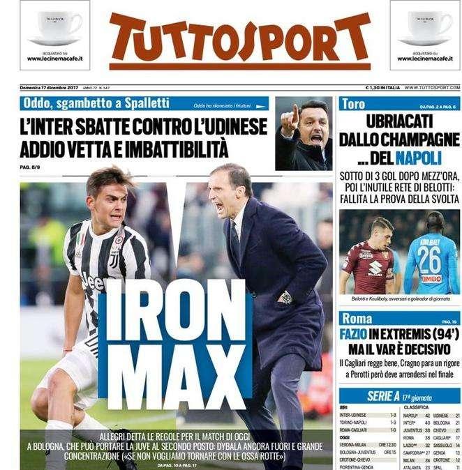 Prima pagina TS - L'Inter sbatte contro l'Udinese