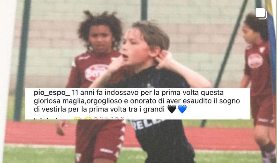 Pio Esposito, undici anni in nerazzurro: "Esaudito il sogno di vestire questa maglia per la prima volta tra i grandi" 