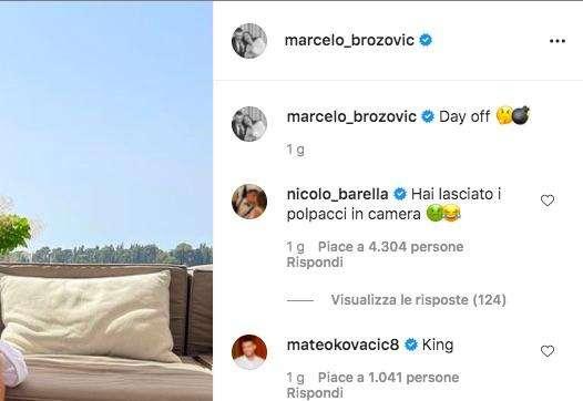 Brozovic si gode il day off in accappatoio e ciabatte, Barella in tackle: "Hai lasciato i polpacci in camera"