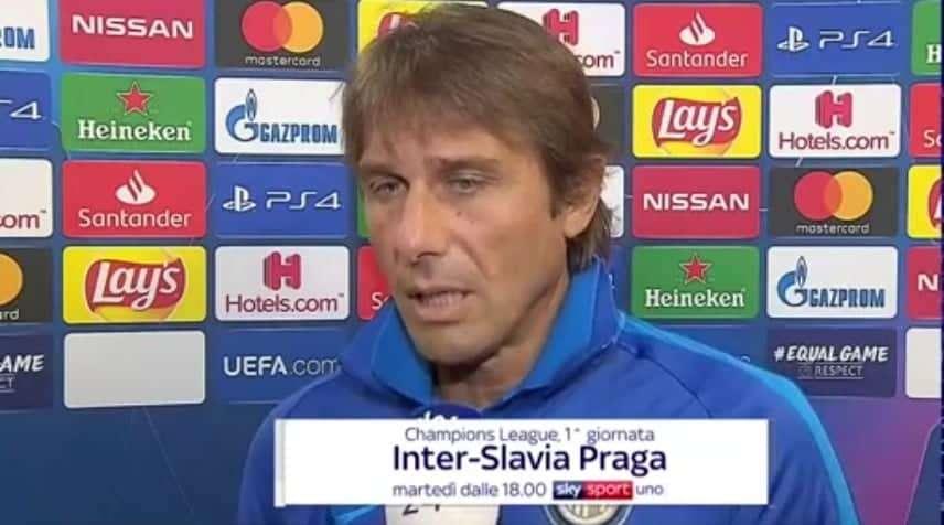 Conte a Sky: "Champions, parlerà il tempo. Con lo Slavia ci vorrà intensità. Sensi? Miglioramenti importanti"