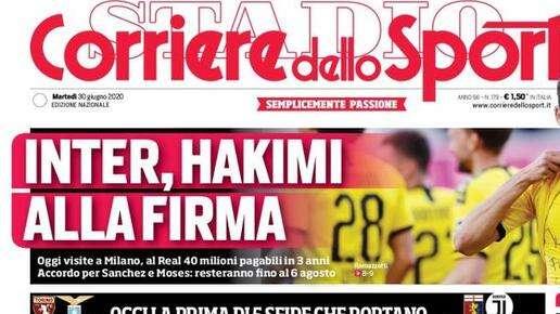 Prima CdS - Inter, Hakimi alla firma. Sanchez e Moses nerazzurri fino al 6/8