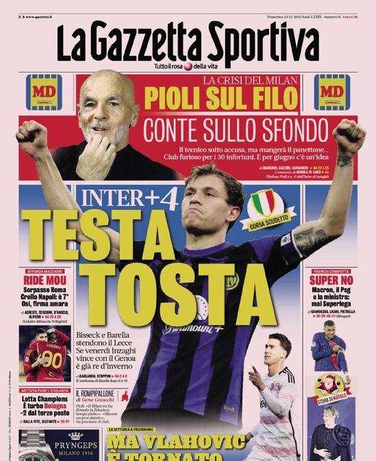 Prima GdS - Testa tosta, Inter +4. Se venerdì Inzaghi vince con il Genoa è già re d'inverno