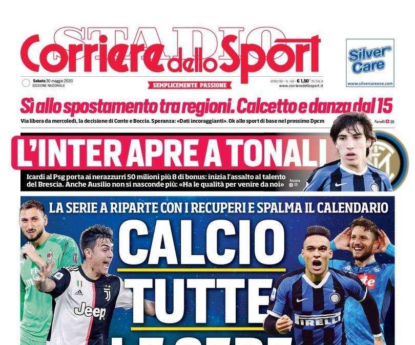Prima pagina CdS - L'Inter apre a Tonali: Icardi porta 50 milioni, inizia l'assalto