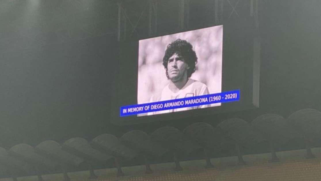 FOTO - Inter-Real, omaggio a Maradona anche sui maxischermi di San Siro prima del match