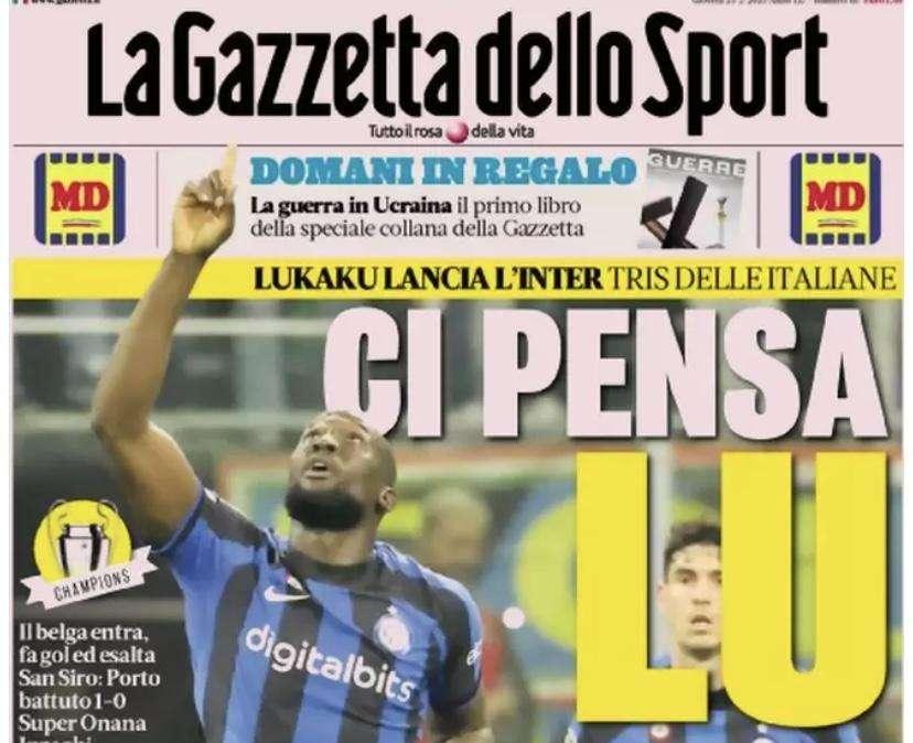 Prima GdS - Ci pensa lui: Lukaku lancia l'Inter