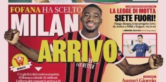 Prima GdS - Fofana ha scelto: Milan arrivo. La legge di Motta: siete fuori!